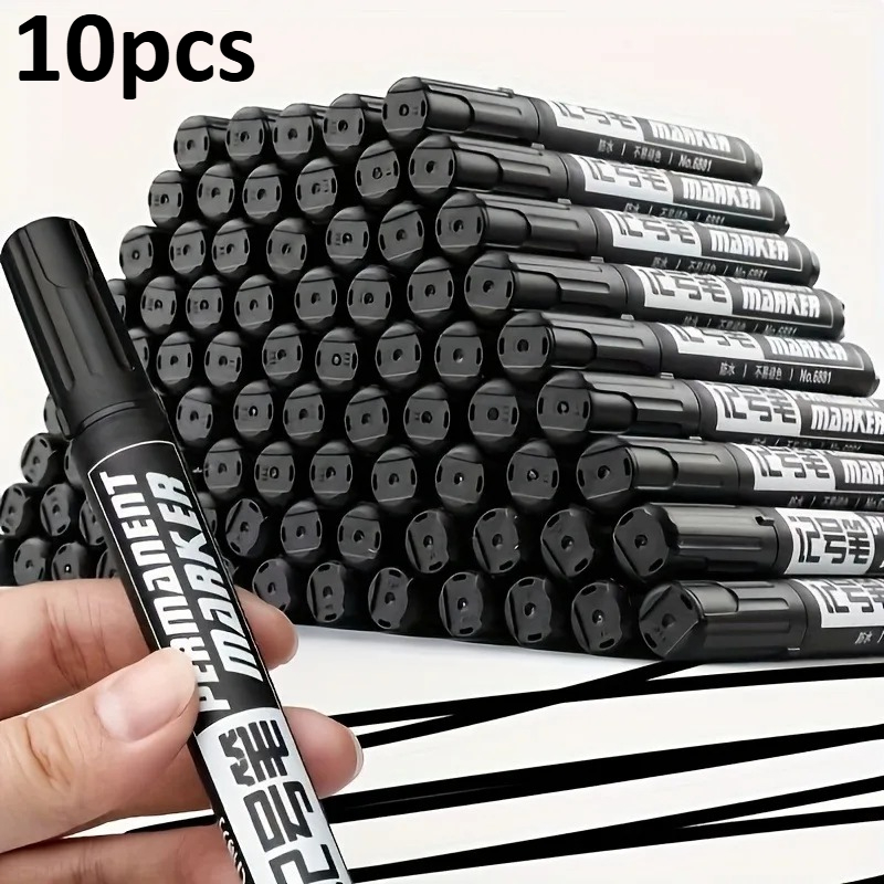 Fountain Pen Ink - 10pcs Permanent Marker Set, Black Oil-Based