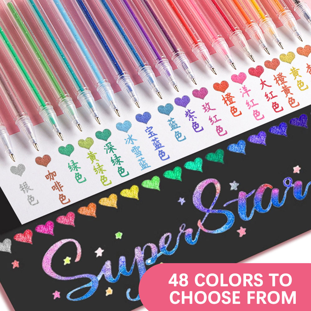 Glitter Gel Pen Set,8-48 Color - Gel Ink Pen Set ulasan dan harga