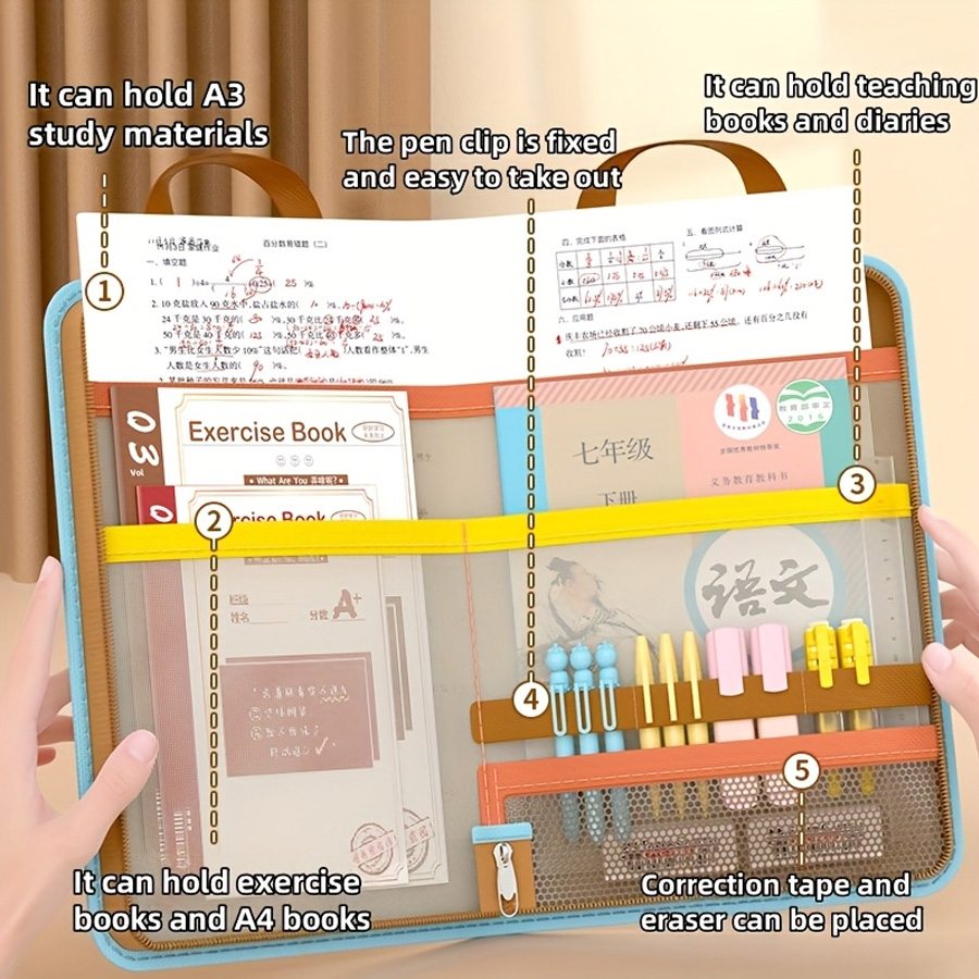 L-shaped A4 file bag, large op - Portfolio Folder Zip ulasan dan harga