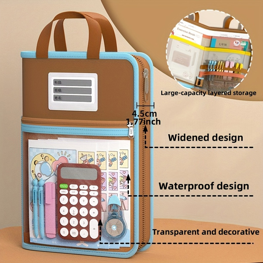L-shaped A4 file bag, large op - Portfolio Folder Zip ulasan dan harga