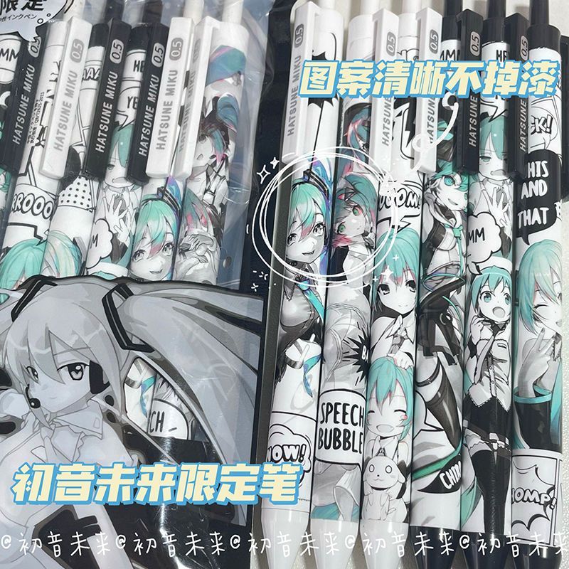 6Pcs/Set Hatsune Miku Black Ge - Gel Ink Pen Set ulasan dan harga