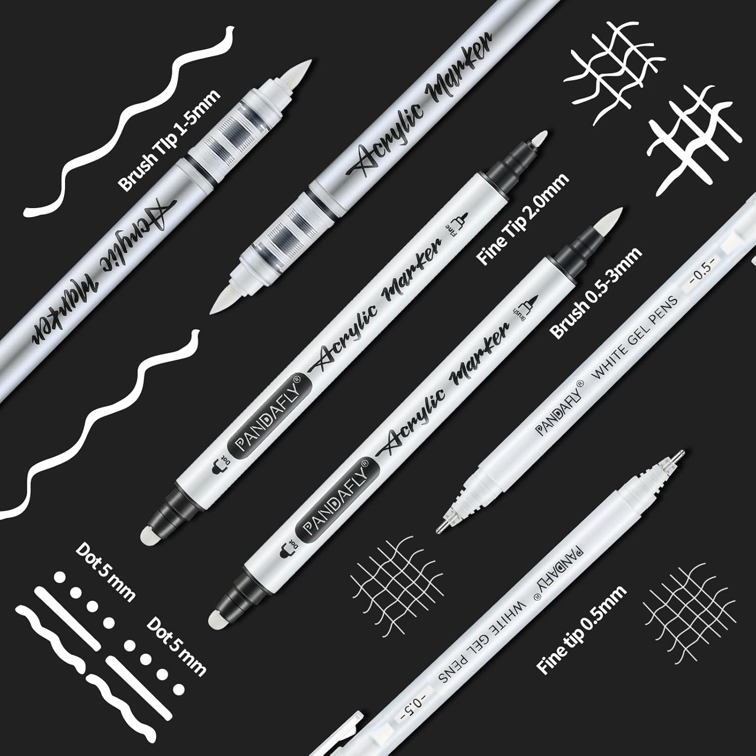 White Ink Pens Set 0.5mm Fine  - Gel Ink Pen Set ulasan dan harga