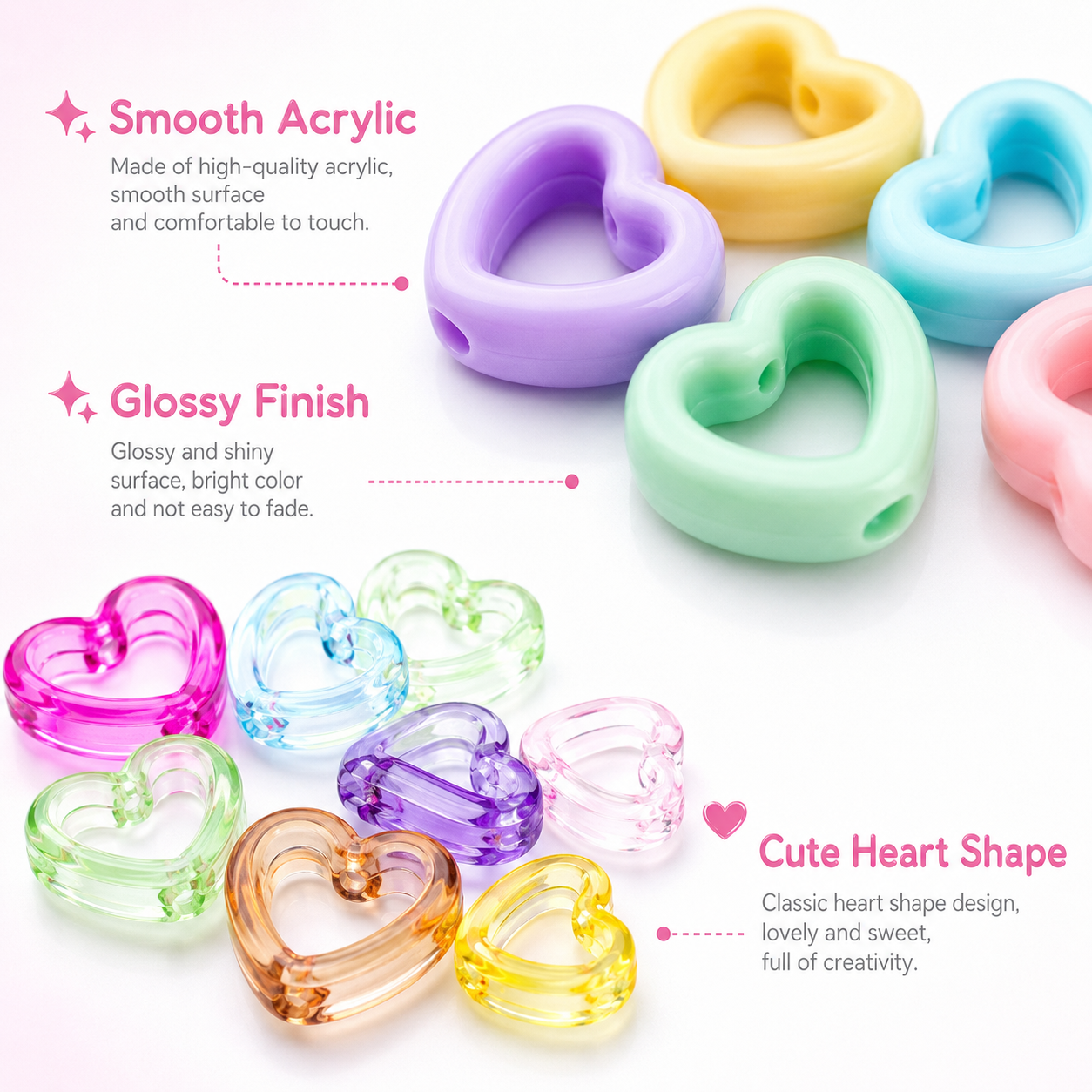 30Pcs Multicolor Clear Heart A - Stationery Warehouse ulasan dan harga