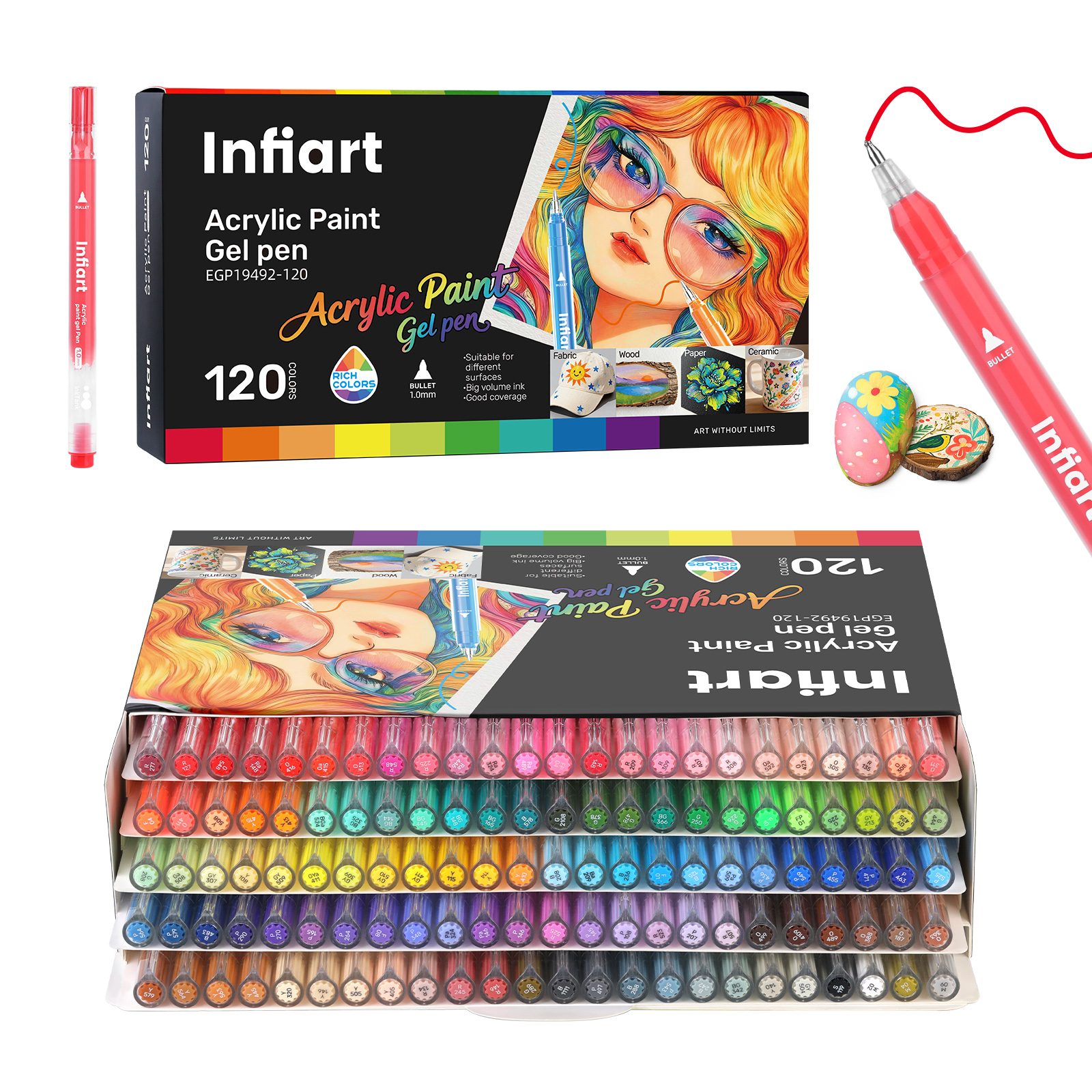 Acrylic Paint Gel Pens, Glitte - Gel Ink Pen Set ulasan dan harga