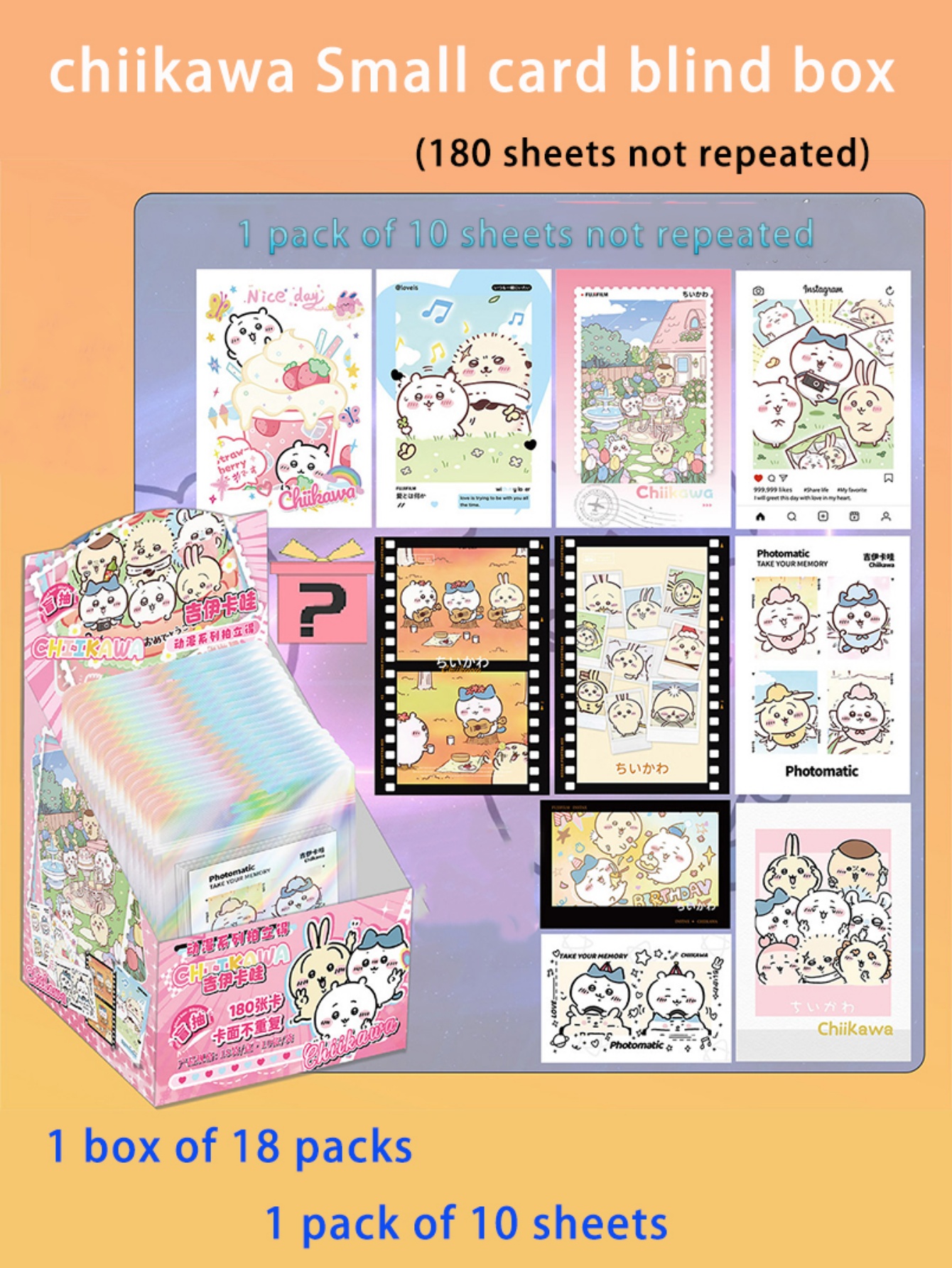 Random Chiikawa cards: a range - Cardstock Paper Pack ulasan dan harga