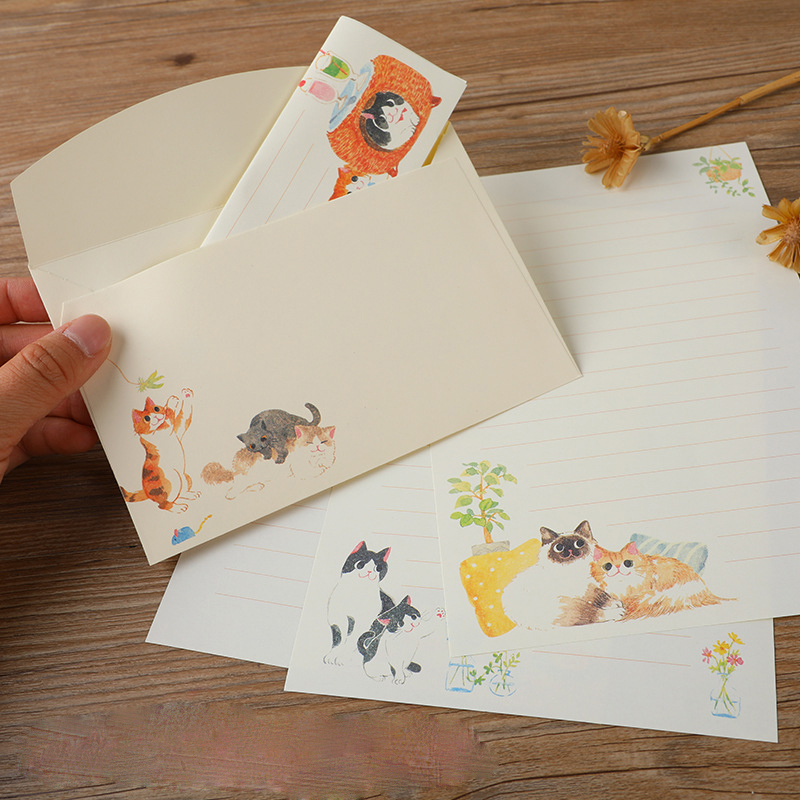 10Pcs Cartoon Cat Envelopes St - Letter Envelope Kraft ulasan dan harga