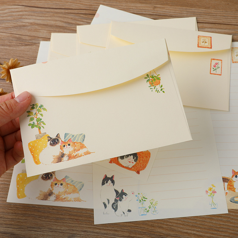 10Pcs Cartoon Cat Envelopes St - Letter Envelope Kraft ulasan dan harga